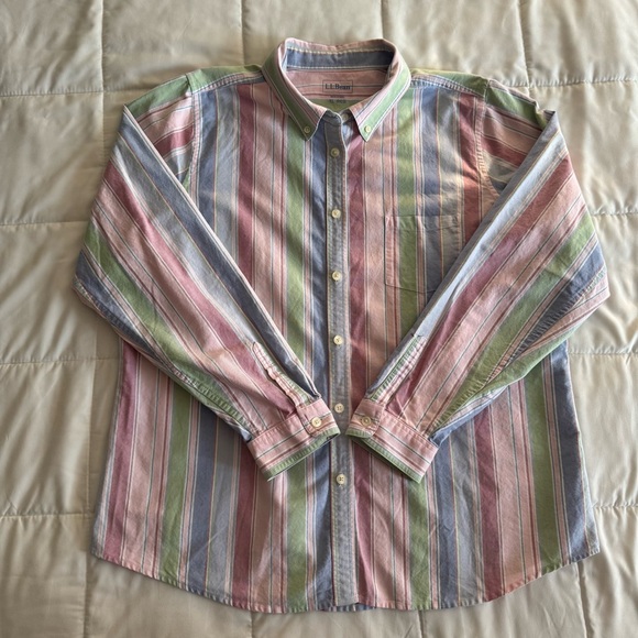 L.L. Bean Tops - L.L. Bean Stripped Button Down Shirt Size XL
